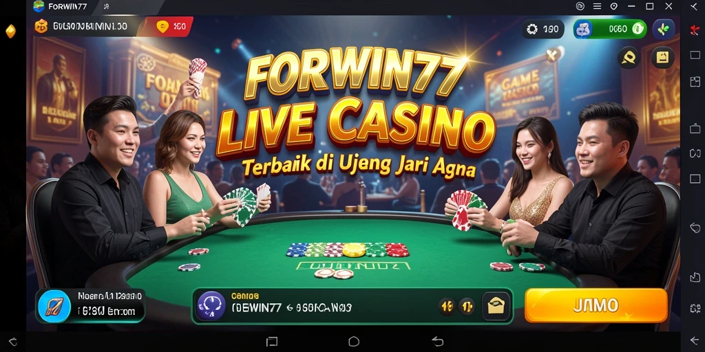 Screenshot gameplay FORWIN77 menampilkan dealer langsung dan permainan casino yang menarik.