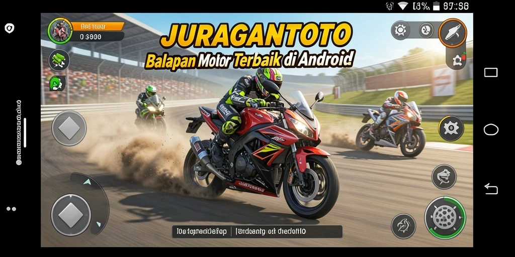 Screenshot gameplay JURAGANTOTO menampilkan aksi balapan motor yang mendebarkan.
