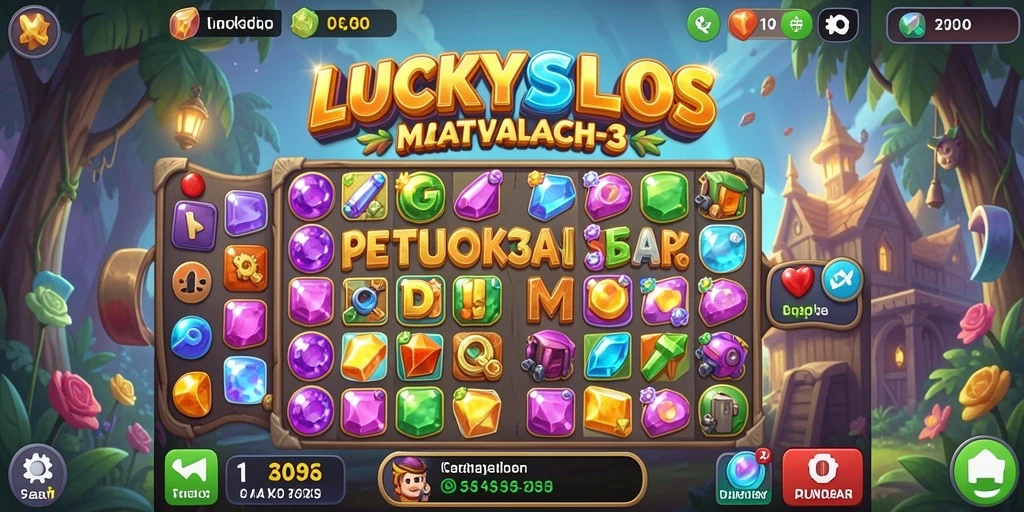 Tampilan gameplay seru di LUCKYSLOTS dengan kombinasi warna-warna ceria.