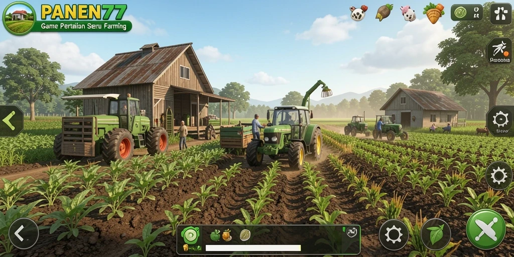 Tampilan menarik gameplay PANEN77 dengan suasana pertanian yang asri.